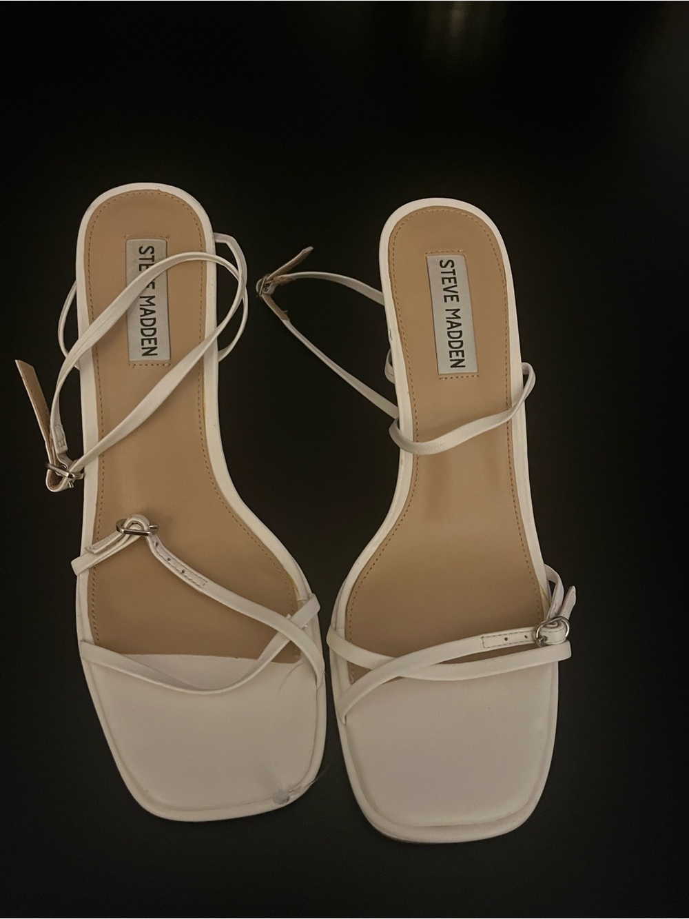 Steve Madden Women's White Strappy Square-Toe Sandals New Size 8M